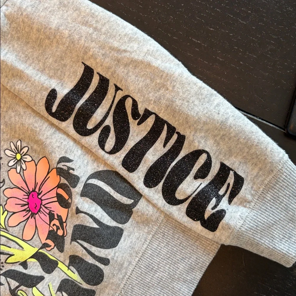 Justice Gray Hoodie with Floral Design Size XS (5/6)